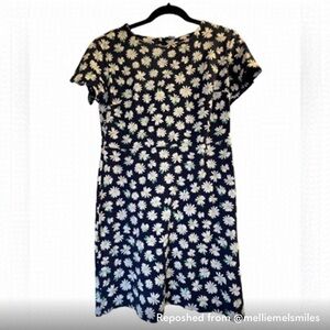 Old Navy Dress Navy Blue Floral Daisy Print Size L